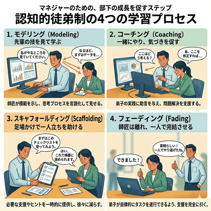 認知的徒弟制度の4つの学習プロセス